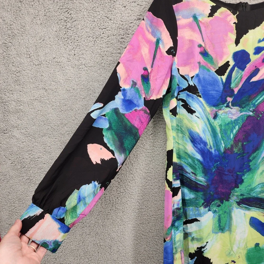 Donna Ricco Size 10 Floral Print Dress Long Sleeve Colorful‎ Party Cocktail - Picture 8 of 16